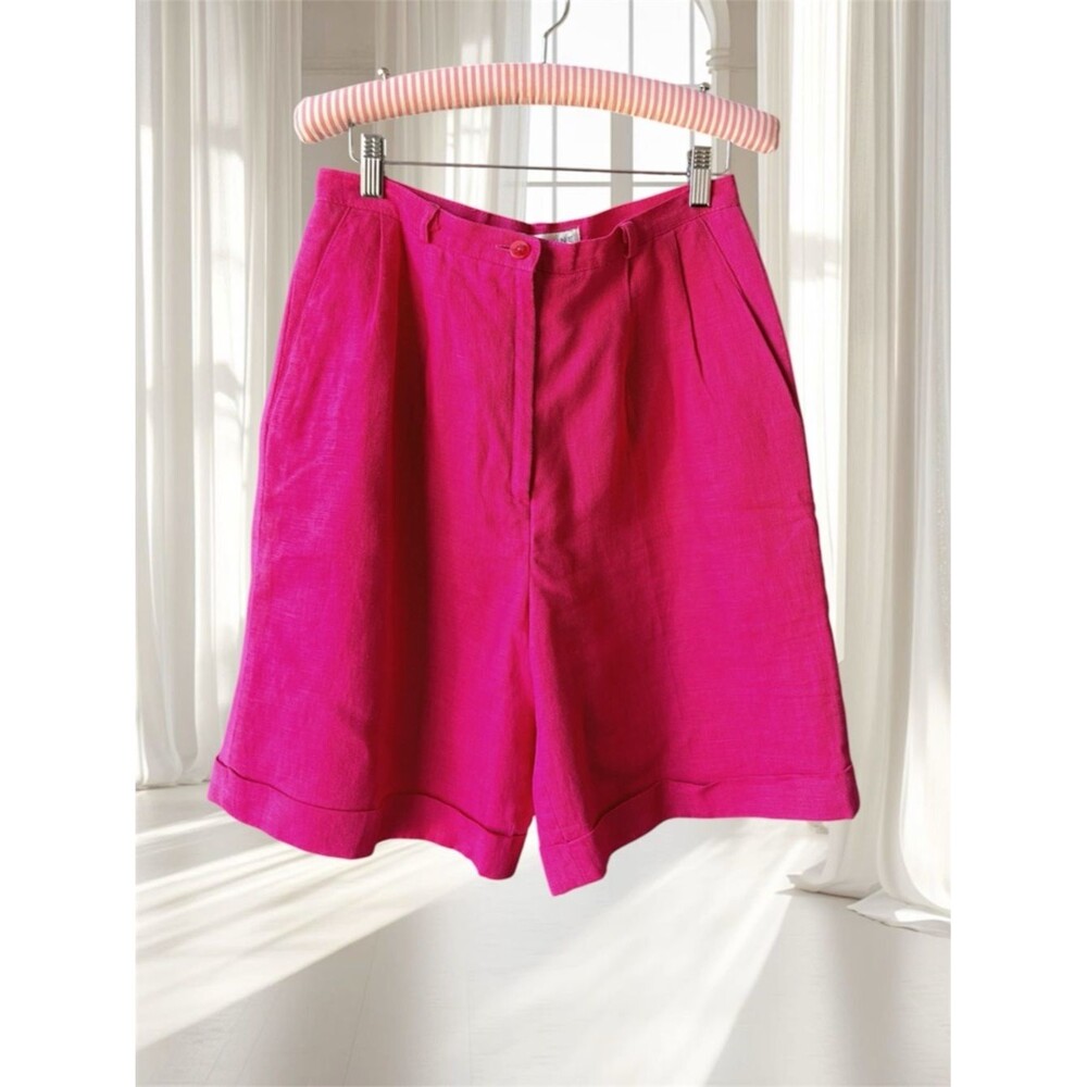 VTG Larry Levine Pink Linen Cuffed Shorts